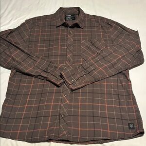 Fox Men's Brown and Orange Plaid Button Down Shirt